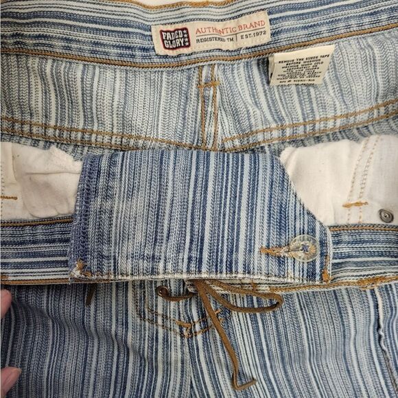 VINTAGE 90s Y2K lace up front striped denim jean shorts XXL - Picture 6 of 12